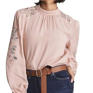 Morgan Floral Lace Detail Woven Top by Reiss